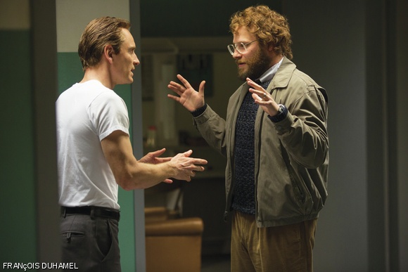 Steve Jobs (Michael Fassbender) and Steve Wozniak (Seth Rogen) in Steve Jobs.