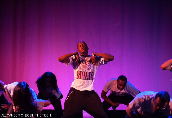 Aaron M. Okello ’16 in a dance Mocha Moves performed at World of Dance Boston 2014.