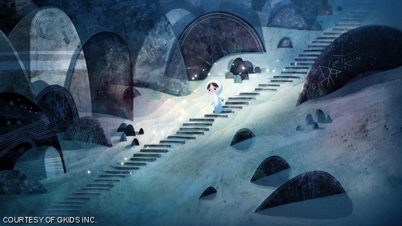 Saoirse follows a trail of mysterious lights along the beach in a scene exemplifying the animators’ talent.