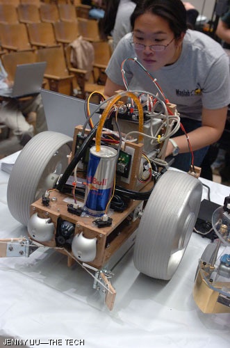 Melodie M. Kao ’10 checks over her robot’s code on the day of the competition.