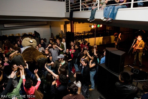 At the fifth annual Battle of the Bands, Tim the Beaver crowd-surfs during a performance by Force the Fallen, who went on to win the competition. Battle of the Bands is a charity event run by the Zeta Beta Tau fraternity to raise money for the Children's Hospital of Boston, part of the Children's Miracle Network. This year, over $2,100 was raised.