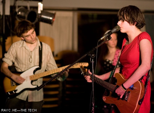 Harold B. Cooper '07 (left), Katherine E. Dalis '05 (background), and Carrie A. McDonough '08 (foreground) from "carrie okie band" perform during Battle of the Bands, a charity event run by the Zeta Beta Tau fraternity to raise money for the Children's Hospital of Boston, part of the Children's Miracle Network. This year, over $2,100 was raised.