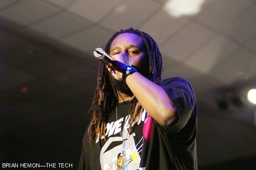 Ozomatli’s Jabu sings to the crowd. The Ying Yang Twins performed in Johnson Athletic Center on Friday, April 27, as the main act following Ozomatli in the annual Spring Weekend concert.