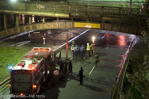 A fire beneath the Longfellow Bridge on Tuesday evening shut down the bridge and partially destroyed communication lines providing Internet access to MIT's Boston-side fraternities, sororities, and independent living groups. Additionally, MIT's external connectivity was affected. Information Services and Technology's 3DOWN service reported that all connectivity was again functional by 9:30 a.m. on Wednesday, May 2.