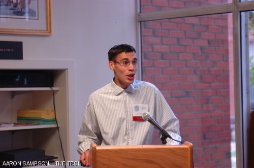 Zachary M. Addison ’11 discusses why he chose to live in iHouse during the residence’s opening ceremony.