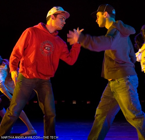 Elleard W. Heffern ’07 and Matthew S. Cohen ’10 perform a dance by Aimee K. Beasley ’08 as part of MIT Dance Troupe’s fall concert. The group will be performing tonight through Sunday in Kresge Little Theatre.