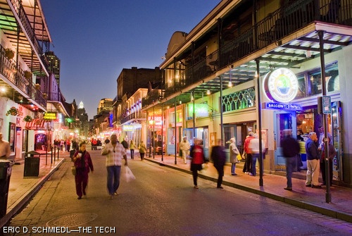 New Orleans’ Bourbon Street is seen at dusk on Tuesday, March 25.