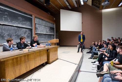 The last panel of ROFLcon was “The Internet Cult Leader,” featuring web-culture superstars (left to right) Moot of 4chan, Randall Munroe of xkcd, and Ryan North of Dinosaur Comics. The panel was moderated by Professor Chris Kelty of Rice University. ROFLcon was one of the greatest gatherings to date of internet cultural phenomena, and was organized by students of several local colleges and universities, including MIT.
