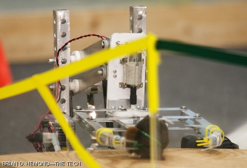 2.007 winner Gregory D. Tao ’10 sets up his robot in the starting box. The annual 2.007 competition, this year entitled “Da(yes)MIT” or “Save the Baby Beavers,” was held last Wednesday and Thursday, May 7 and 8, in the Johnson Athletic Center.