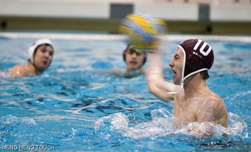 Matthew J. Perkins ’10 passes the ball during an MIT men’s water polo match Friday evening against Washington & Jefferson College at the Z-Center Pool.