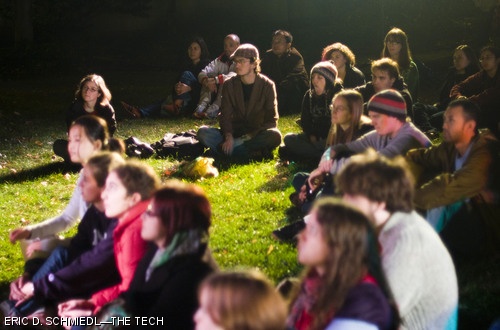 Students and other locals watch bands in the East Campus courtyard as part of the WMBR and EC ConcertComm joint production Fred Fest ’08 on Saturday evening.