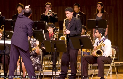 Arin S. Rogers ’11 shows off his talent for improvisation during a passionate saxophone solo at the MIT Festival Jazz Ensemble concert entitled “The Innovators” on Friday, Nov. 14.