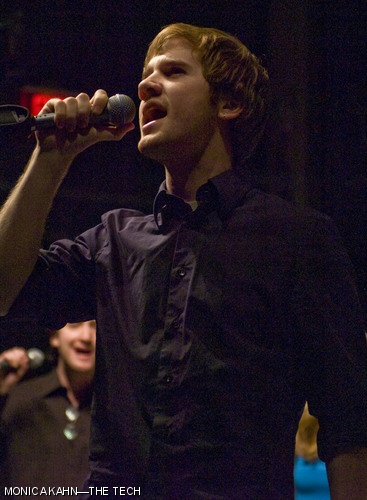 Joshua M. Karges ’08 of Resonance sings We the Living’s “Best Laid Plans” on Saturday night.