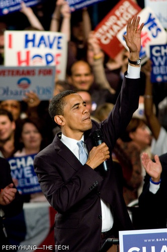 Barack Obama rallies in Boston, Feb. 4.