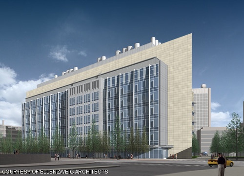 Groundbreaking of the new building for the David H. Koch Institute for Integrative Cancer Research will be on Mar. 7, 2008 between Buildings 32 and 68. This rendering is from the point of view of Galileo Way and Main Street with the Green Building in the background and the Broad Institute on the left.