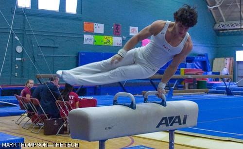 Jacob T. Shapiro ’11 executes his pommel horse routine in the men’s gymnastics competition against the College of William and Mary on Saturday. The Engineers, despite a season-high performance, lost to its Division I opponent 341.15-322.70.