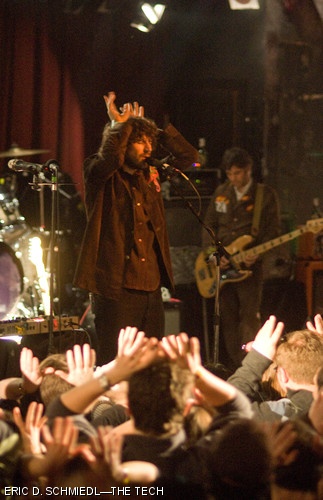 Gruff Rhys leads Welsh psychedelic rock band Super Furry Animals during their performance at the Paradise Rock Club in Boston this past Saturday.