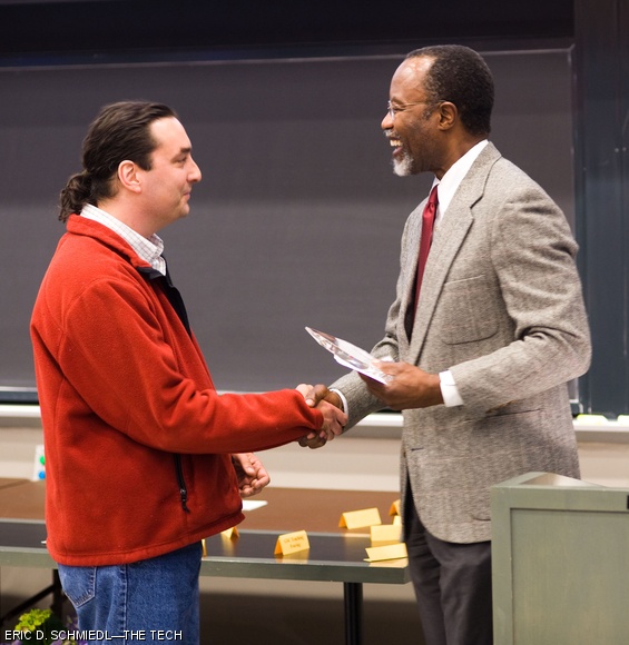 East Campus House Manager Joseph F. Graham Jr. is awarded the James N. Murphy Award for his contributions to community life at the Institute during the 2009 Awards Convocation, held in 10-250 on Tuesday, May 5.