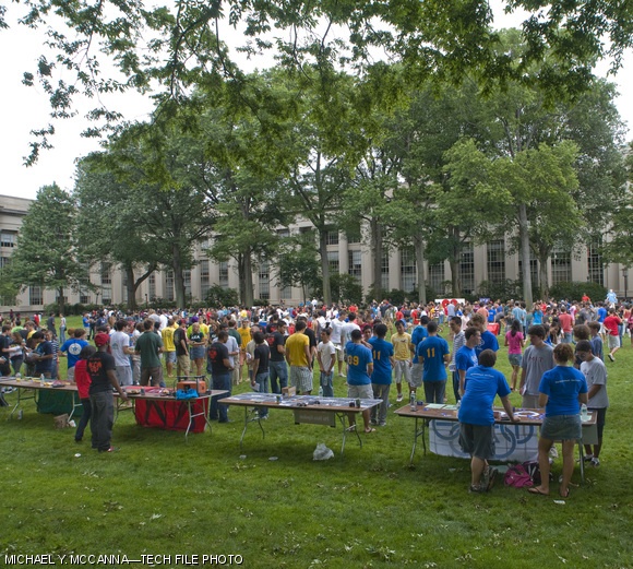 This year’s Greek Griller kicking off Rush Week is Saturday at noon in Killian Court (rain location: Johnson Ice Rink). Pictured is last year’s Griller, which attracted hundreds of students.