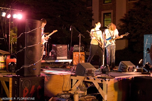 Fortran rocks out in the East Campus courtyard Friday evening at Fred Fest II, an annual concert sponsored by East Campus, Dormcon, MIT Residential Life, and WMBR Live. The concert featured five different bands, and attendance was between 100 and 200 people throughout the evening.