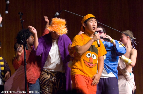 Ernest I. Park ’12, with the MIT Logarhythms, sings “Knock on Wood” by Eddie Floyd at the Greater Boston Invitational Songfest on Saturday night.