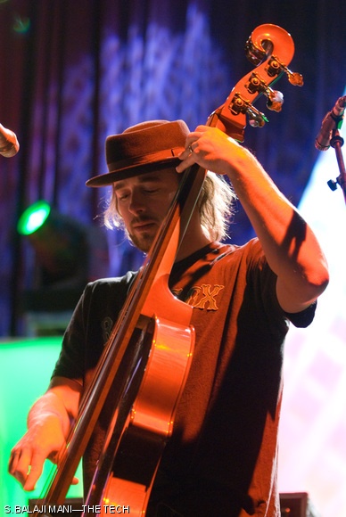 Yonder Mountain String Band bassist Ben Kaufmann concentrates during “Easy Come Easy Gone” on Oct. 16 at the House of Blues.