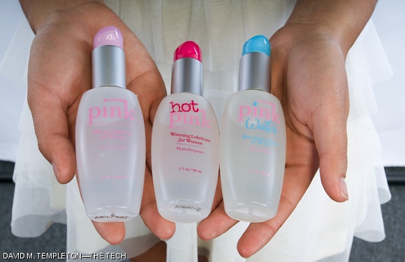 Pink silicone lubricant by Empowered Products (left)