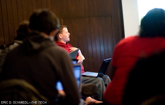 Paul Baranay ’11 participates in a meeting on Sunday in Burton-Conner’s Porter Room to discuss the leaked consultants’ report on dining. The meeting was hosted by the Campaign for Students.