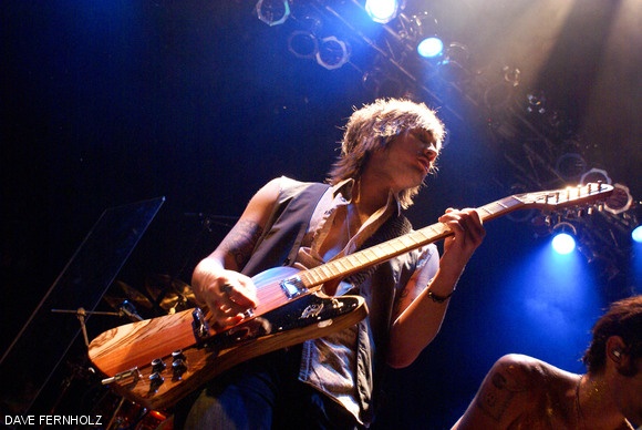 All-American Rejects guitarist, Nick Wheeler, sports an undoubtedly outdated haircut. Regardless, the band played a rocking headlining set in Foxboro, Mass. on November 10.