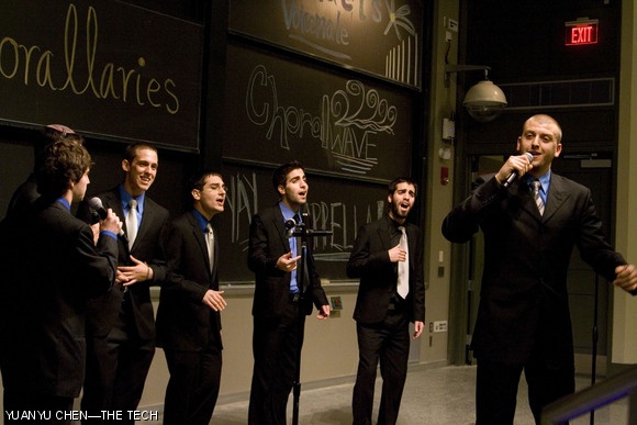 Douglas I. Friedman (Brandeis ’10) performs “Big Machine” by The Goo Goo Dolls with Brandeis VoiceMale, a guest group, at the Chorallaries’ Fall Concert on Saturday, November 21.