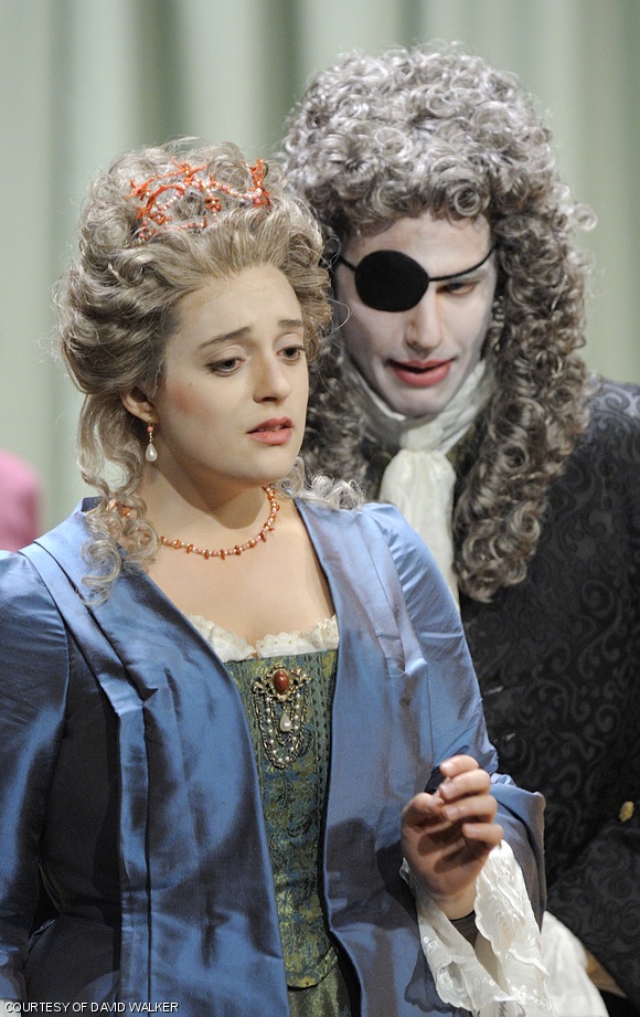 Teresa Wakim as Galatea and Douglas Williams as Polyphemus perform Acis and Galatea, one of Handel’s operas, as part of the Boston Early Music Festival Chamber Opera Series.