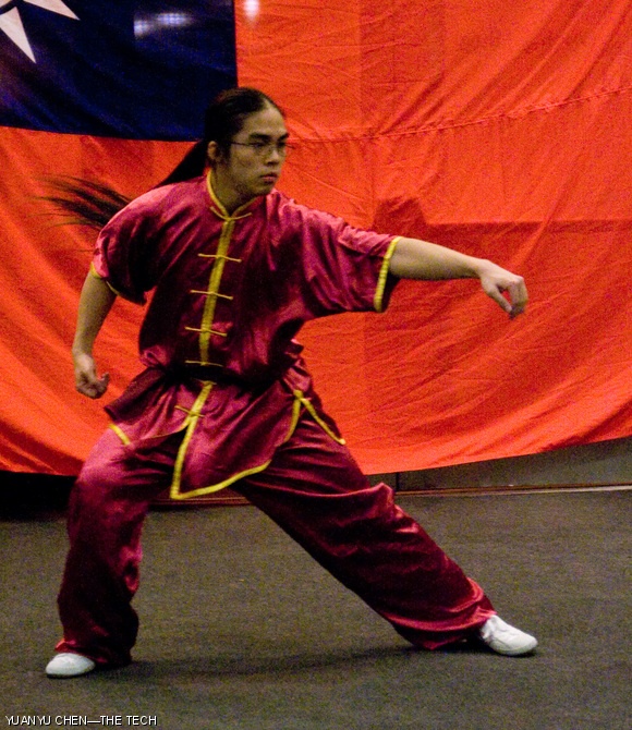 Kevin Hwang ’10 performs with the Harvard Wushu Club in Lobby 13 this past Saturday night at TAI.101, an event run by the Association of Taiwanese Students to educate attendees about Taiwanese culture.