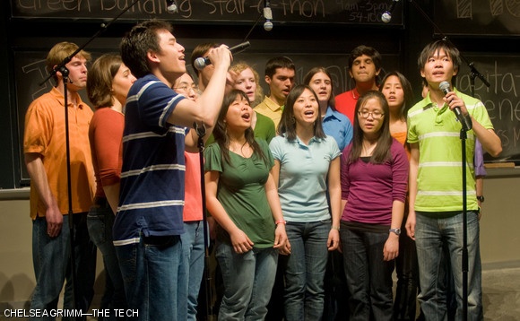 MIT’s Christian a cappella group the Cross Products performs “Before the Throne of God Above” at the Habitat for Humanity Benefit Concert last Friday in 10-250.