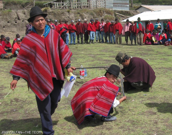 Members of Atapo Quichalan demonstrate the drip irrigation system to nearby communities in the Andes mountains on Jan. 24. The system was developed in a joint effort by members of MIT’s D-Lab and members of Atapo Quichalan.
