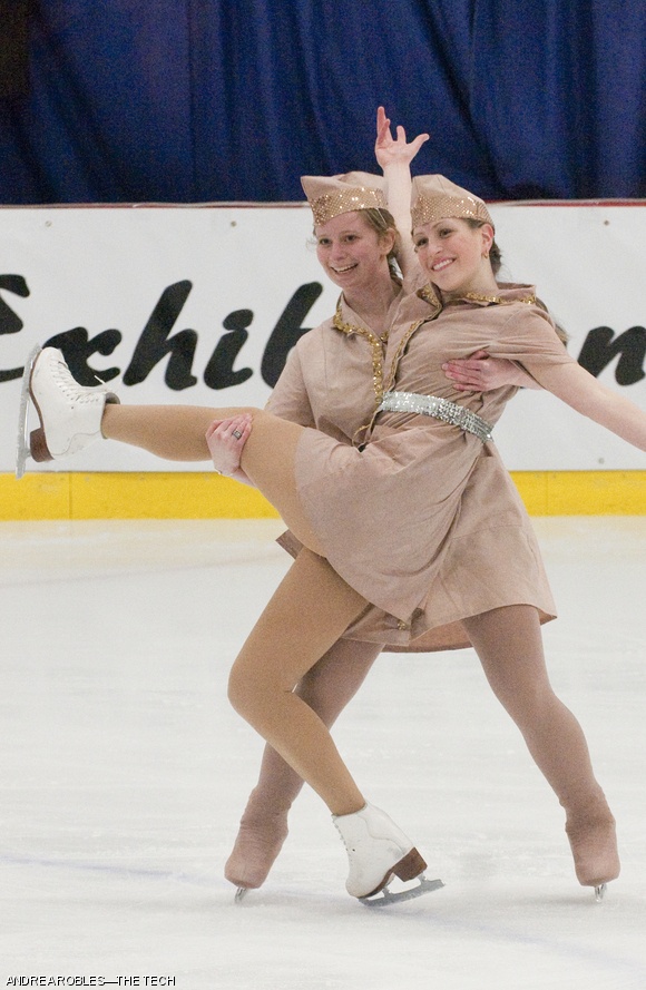 Aviva Rose Siegel ’13 and Aubrey L. Samost ’10 skate to “Boogie Woogie Bugle Boy” during the MIT Figure Skating Club’s annual exhibition in Johnson on Mar. 12. The exhibition featured beginner skaters performing their first single skate, along with professional skaters such as freshman Curran Oi who placed 6th in the 2009 US Figure Skating Championships.