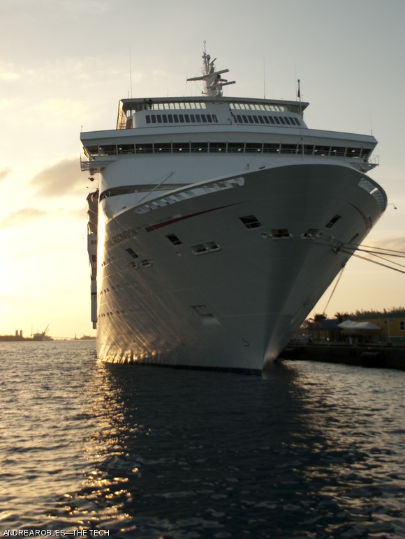 The cruise ship Carnival-Fascination is docked at Nassau, The Bahamas on the evening of March 22.
