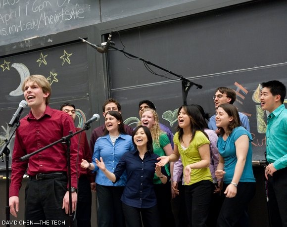 Jacob T. Bredthauer ’11 of the MIT Cross Products closes out the Break it Down Boston concert last Saturday night. Ten Christian acapella groups from New England schools performed at the event.