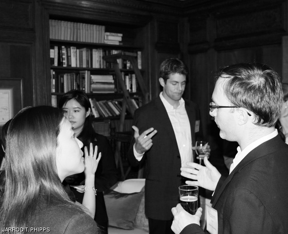 Finalists in the $100K Business Plan Contest networked at Bob Metcalfe’s ’68 home last Friday evening. The winners will be announced at the finale in Kresge on Wednesday.