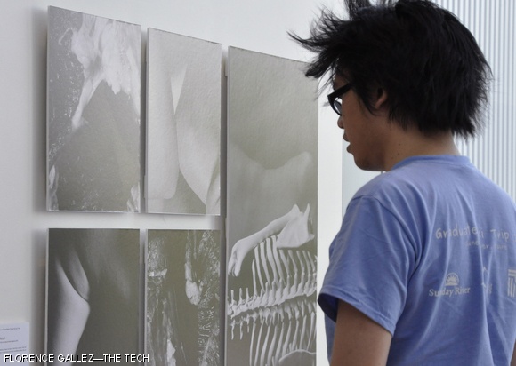 A visitor at the “Through the Lens: Time” exhibition inspects “Organic” by Biyeun Buczyk ’10 at the Media Lab on Wednesday. The show, an initiative of instructor Andrea Frank of the MIT Program in Art, Culture, and Technology of the Department of Architecture, ran through May 8. Buczyk is also a Tech photographer.