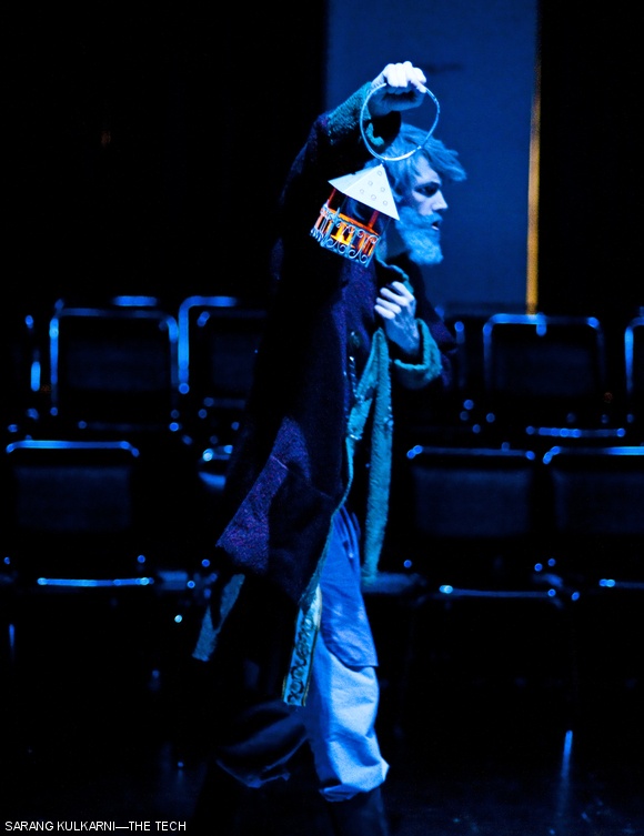 The Earl of Gloucester (Joshua J. A. Walker ’12) leads King Lear to shelter during a storm in the MIT Shakespeare Ensemble’s production of King Lear.