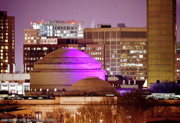 Hackers illuminated both domes with purple lights and placed a purple ribbon above the entrance to 77 Mass. Ave on Wednesday. The lights honor Paint the Campus Purple week and the Relay for Life to fight cancer. Relay for Life will take place in Johnson from 6 p.m. on Saturday to 6 a.m. on Sunday.