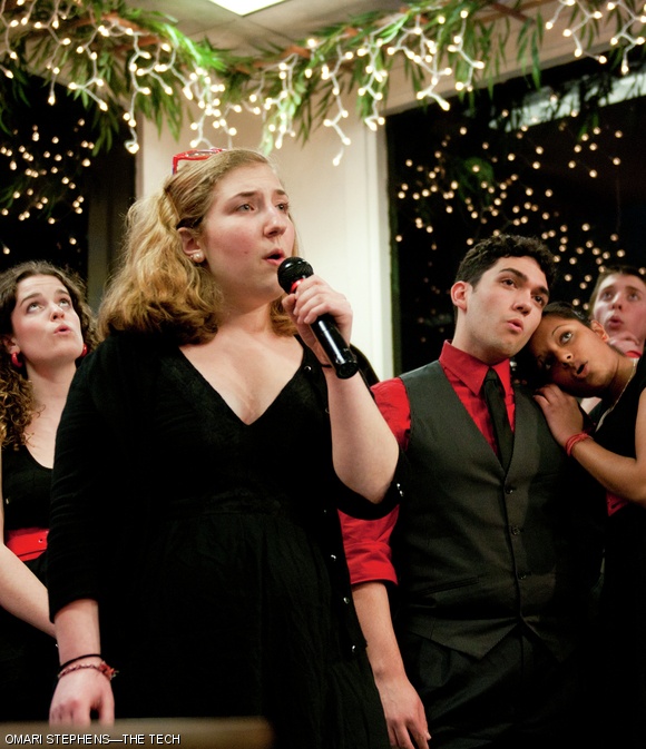 Emily E. Wean ’14 sings the part of Kermit the Frog as the Chorallaries perform “Rainbow Connection.” During their annual spring break tour, the Chorallaries performed a concert at an art gallery in Sunnyvale, Calif., on Thursday, March 24.