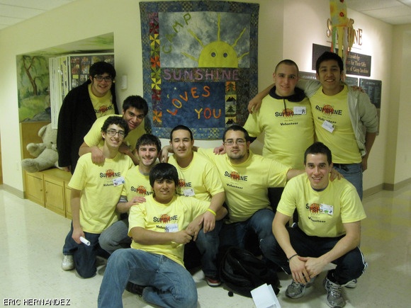 Theta Delta Chi (TDC) volunteers at Camp Sunshine in Maine. L to R: Christopher L. Cervantes ’13, David Orozco ’14, Eric Hernandez ’13, Ryan A. Rosario ’12, Alejandro Aguirre ’13, Sergio Fernandez ’14, Eduardo D. Russian ’13, Louis M. Lamia ’14, Ernesto Reza-Garduno ’13, Christian Landeros ’14.
