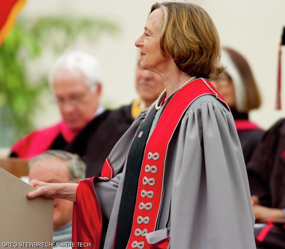 President Susan J. Hockfield prepares to give her charge to the graduates.