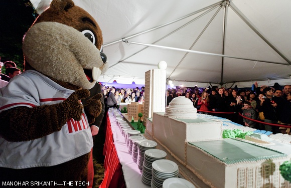 Tim the Beaver made an appearance to admire the cake.