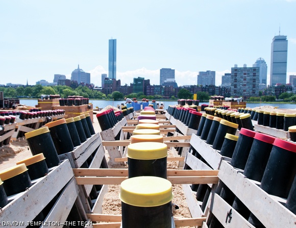 Firing tubes that have not yet been loaded with fireworks shells are seen midday Saturday.