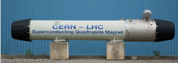 A model of the LHC superconducting magnet displayed at the CERN Meyrin site in Geneva, Switzerland. CERN is the European Organization of Nuclear Research where the Large Hadron Collider, the world’s largest particle accelerator, is located.