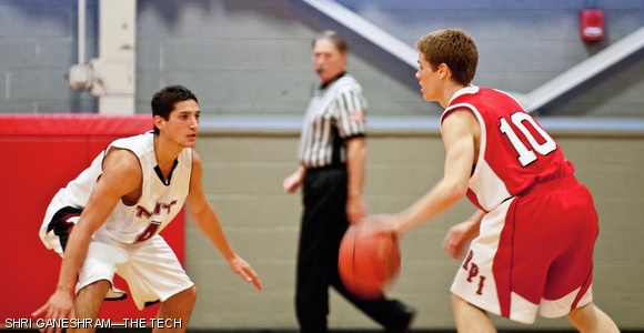 Mitchell H. Kates ’13 plays a tight defense against RPI earlier this season.