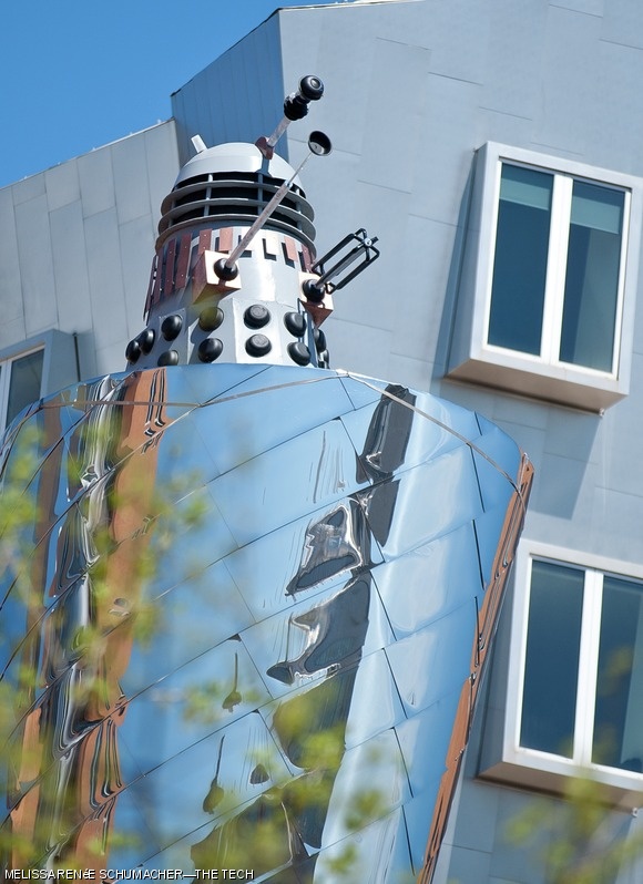 On Tuesday, a large Dalek appeared perched on the Stata Center. Daleks are genetically engineered organisms which appear in the British science fiction series Doctor Who.