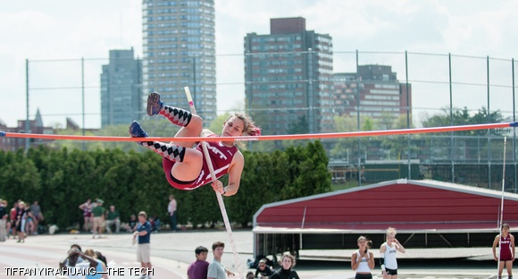 Katherine A. Wymbs ‘14 leaps in the women’s pole vault at MIT’s non-scoring Spring Invitational this past Saturday afternoon. The Engineers will be competing in the New England Women’s and Men’s Athletic Conference championship at Smith College this weekend.
